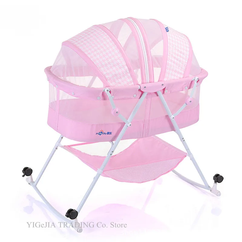 Складная детская кровать с москитной сеткой портативная качалка колыбель 4