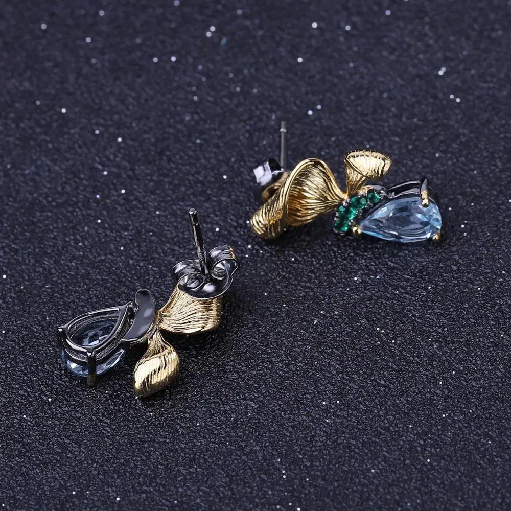 Женские серьги-гвоздики ручной работы gemb's BALLET серьги из серебра 925 пробы с