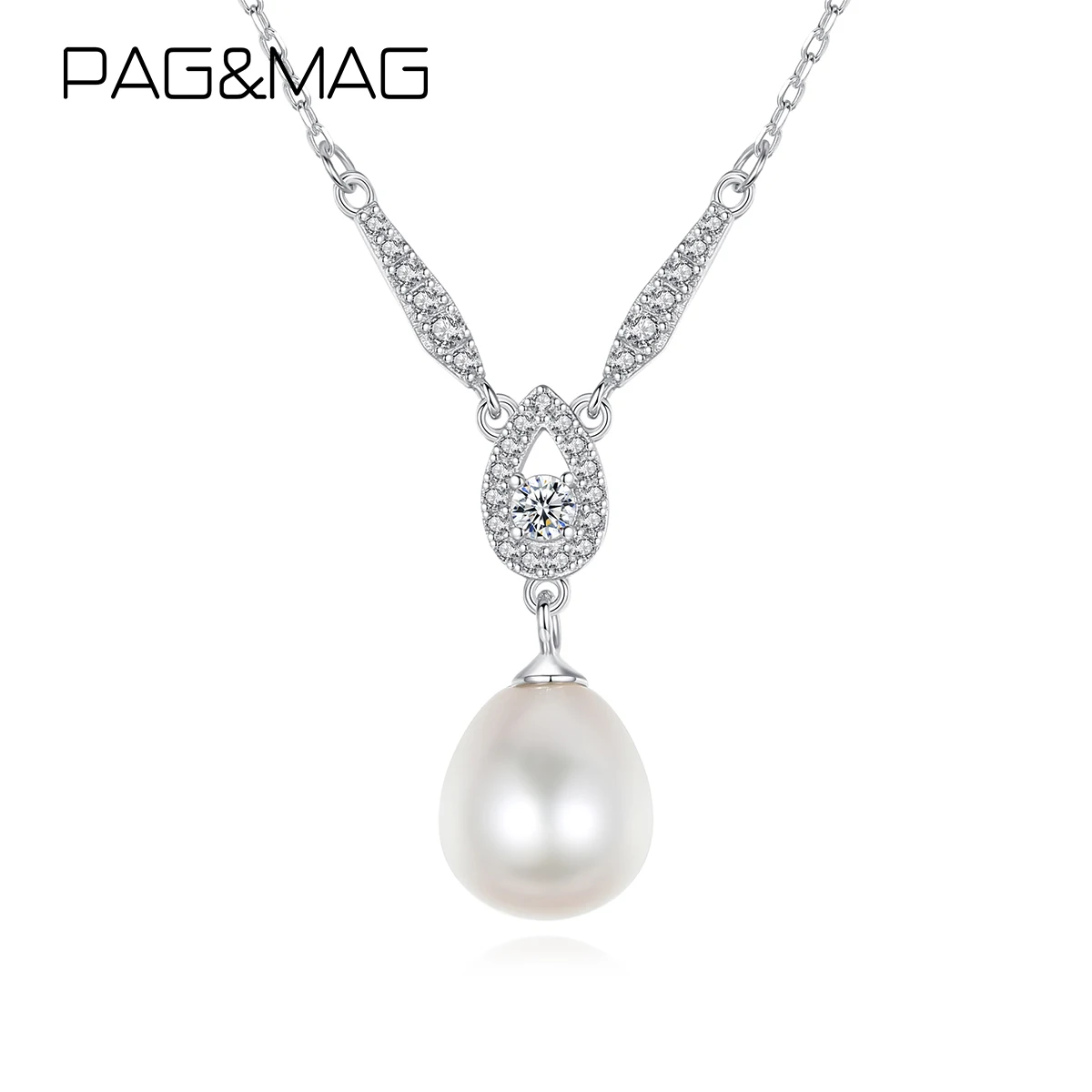 

PAG&MAG Vintage Natural Pearls Shine CZ Pendant Necklace 925 Sterling Silver Statemeny Wedding Fine Jewelry Choker New 2020