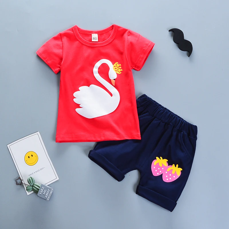 Летние комплекты одежды для девочек модная однотонная шифоновая футболка без