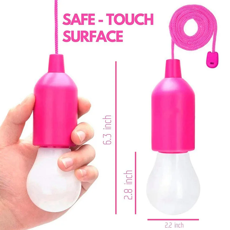 

Creative LED Hanging Light Bulb Battery Powered Colorful Pull Cord Bulbs White Light