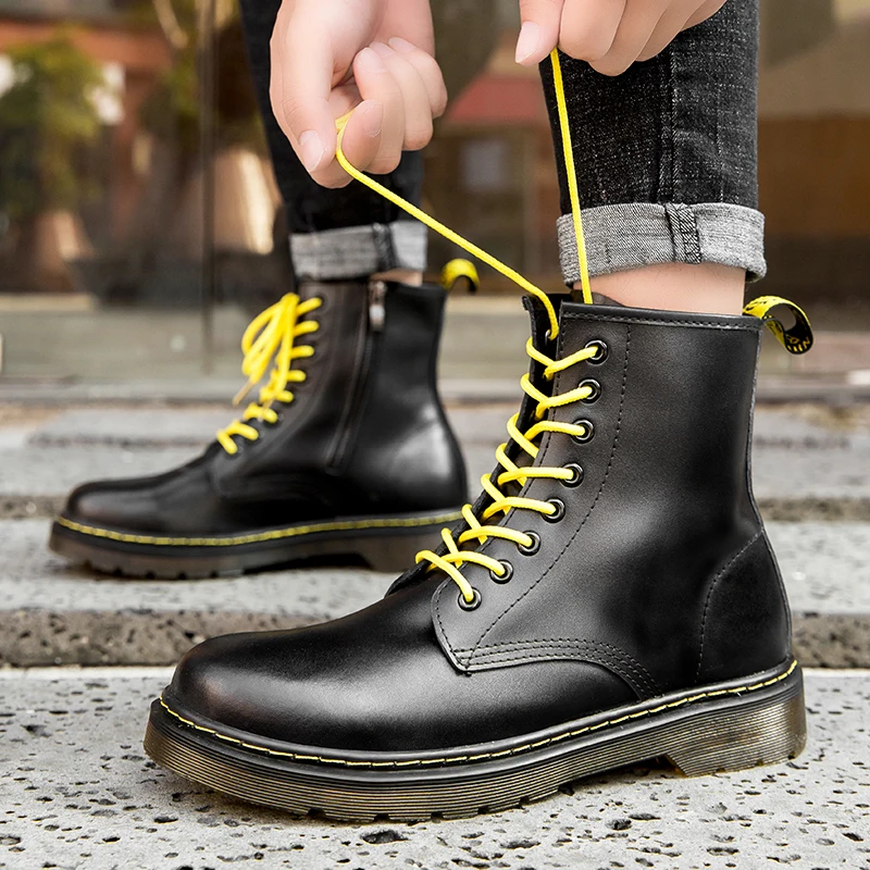 Новые зимние мужские ботинки из натуральной кожи винтажные повседневные