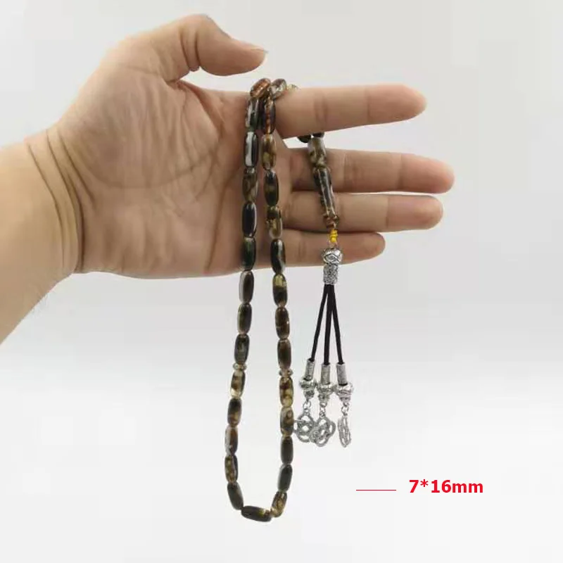 Черно-белая Смола Tasbih 33 мусульманская мисбаха молитвенные бусины специальный