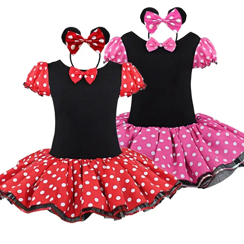 2018 летнее платье для девочек нарядное с Минни Маус маскарадный костюм + повязка