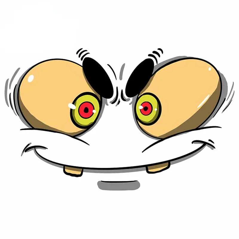 

13cm x 8.2cm For Evil Laugh Cartoon Face Refrigerator Car Stickers Sunscreen Decal Car Accessories Trunk Decoration