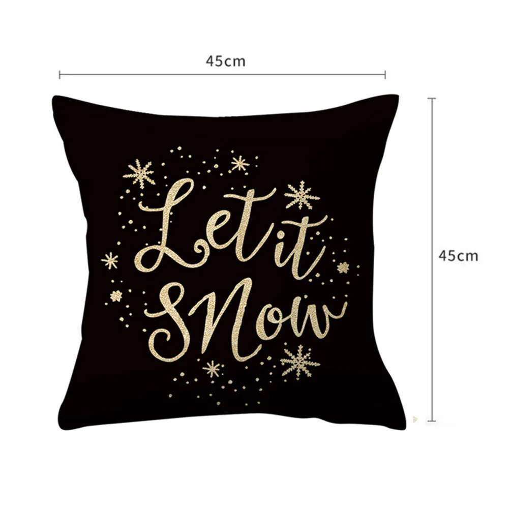 

Christmas Pillow Covers Gold Stamping Print Snowflakes Merry Christmas Decorative Sofa Throw PillowCase Cushion Covers A