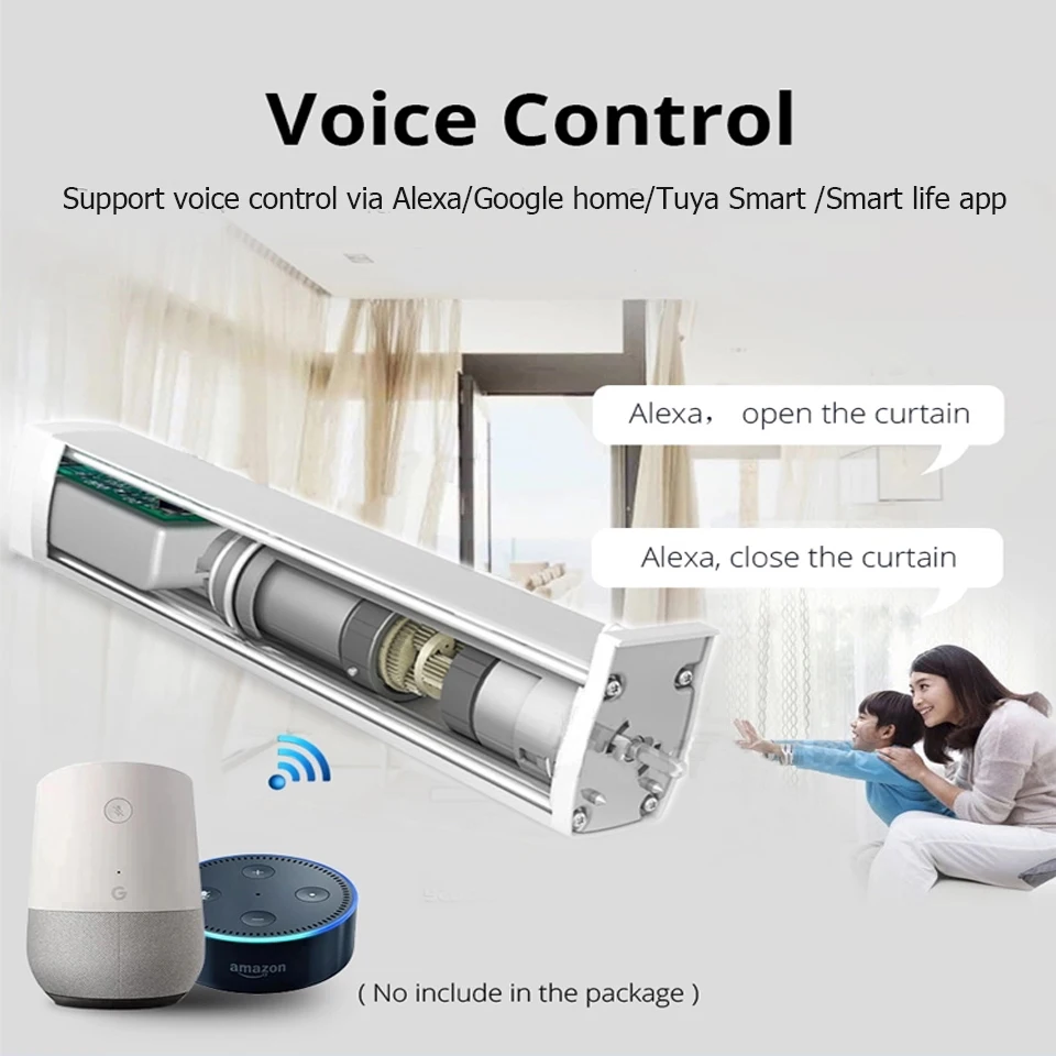 Умные занавески Alexa google home tuya smart life с управлением через приложение бесшумные