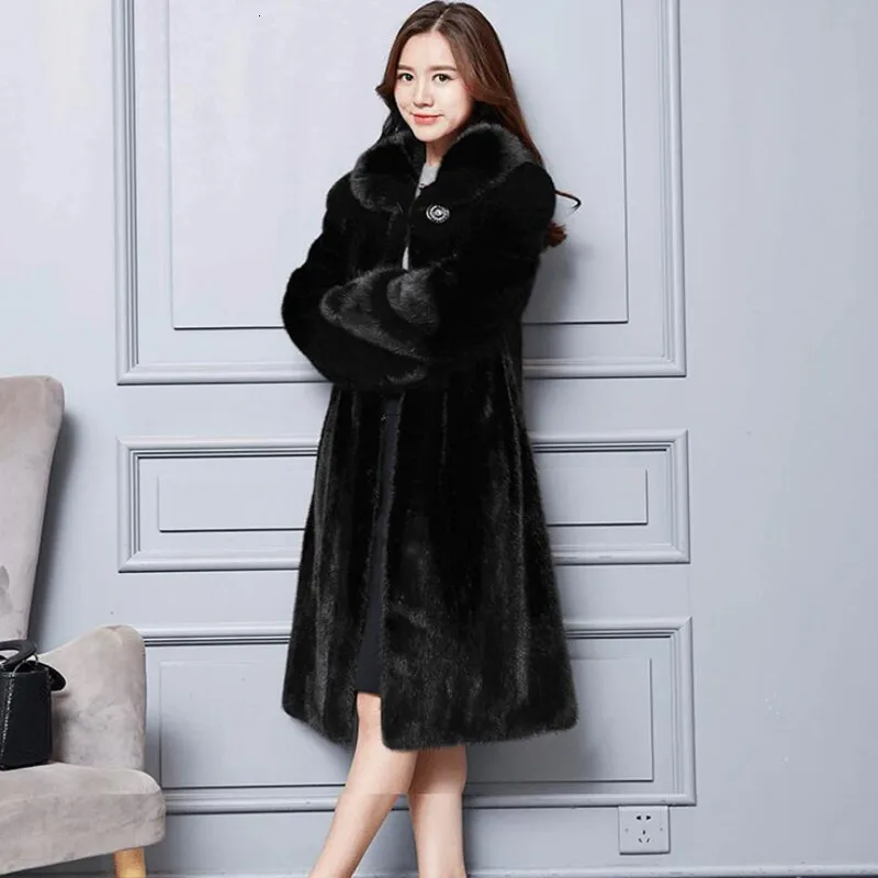 2019 имитация норки шуба пальто женский комбинезон бархат длинная секция меха с