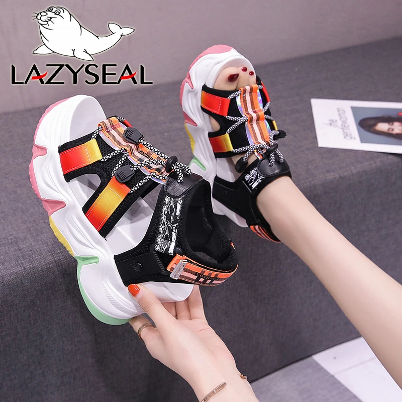 Сандалии LazySeal женские на платформе и каблуке 10 см пикантные босоножки толстой