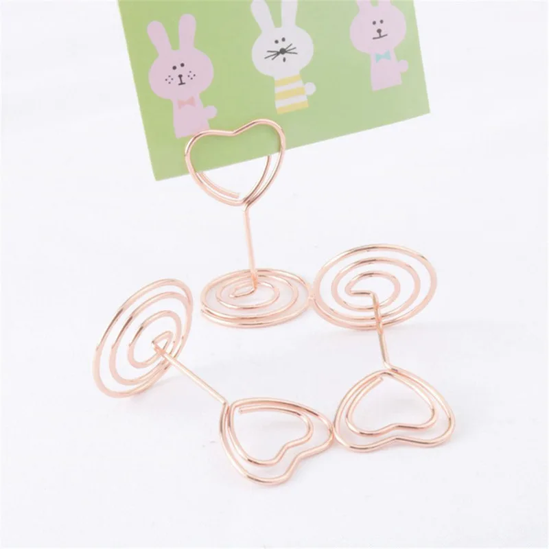 

Mini Heart Shape Place Card Memo Holder Picture Stand Note Clip for Wedding Party Decoration Pack 10pcs (Rose Gold)