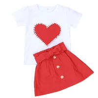 infant girls clothes heart print top shirt skirt 2pcs baby kids clothing new summer cute cotton costume fashion love outfit