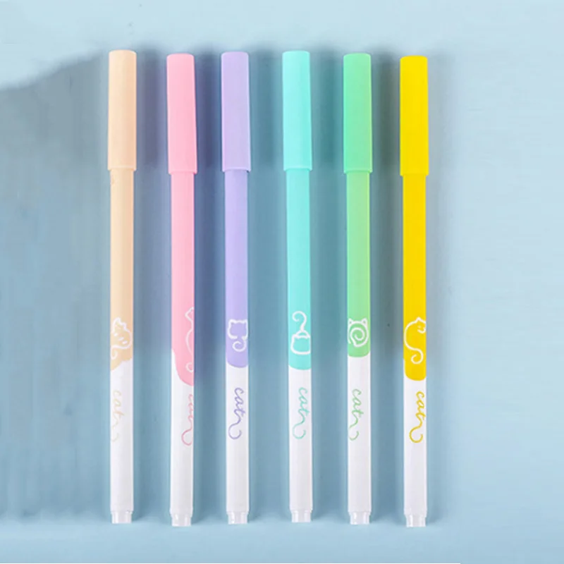 

1Set/6Pack Creative Cute Simple Gel Pen Cartoon 0.5MM Гелевая ручка Office&School Supplies Student Gifts Wholesale