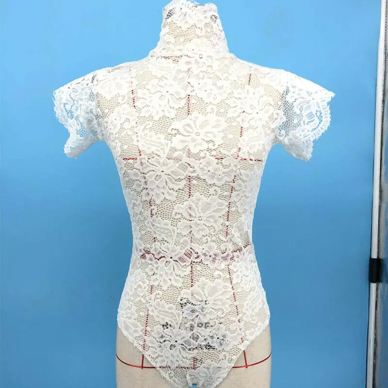 Женский кружевной прозрачный комбинезон с лямкой через шею чонсам высокая
