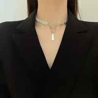 hip hop personality asymmetry patchwork necklace temperament shiny choker ins wind cool street snap clavicular chain