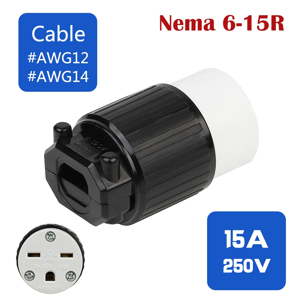 LK5615R US Nema 6 15R UL 3 зубец штекер питания переменного тока промышленная проводка