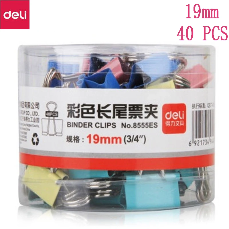 

40 Pcs/lot Deli Metal Binder Paper Clips 19mm Colorful Candy Color Clip for Book Stationery School Office Supplies High Quality