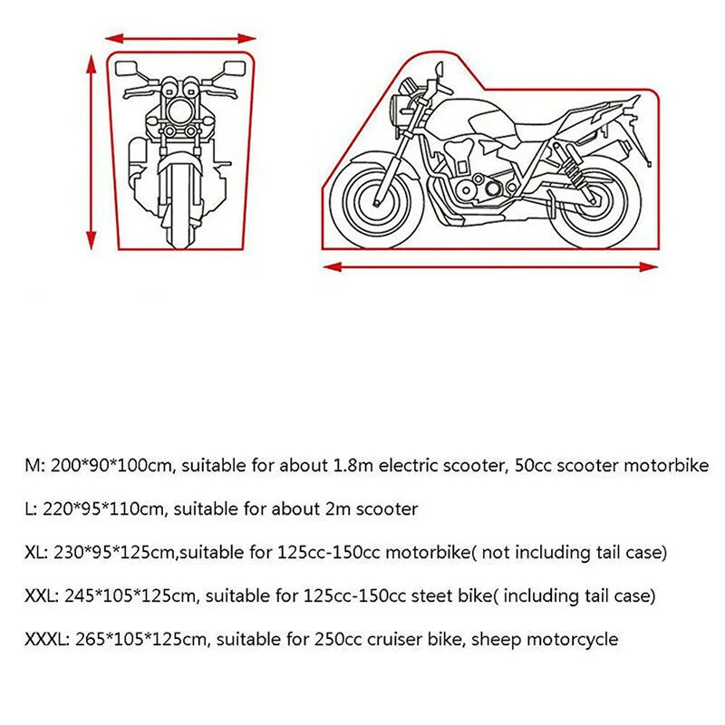 

Motorcycle Cover Waterproof Scooter Dustproof UV Protector Fits Most Motorbikes Indoor Outdoor Camouflage Protection