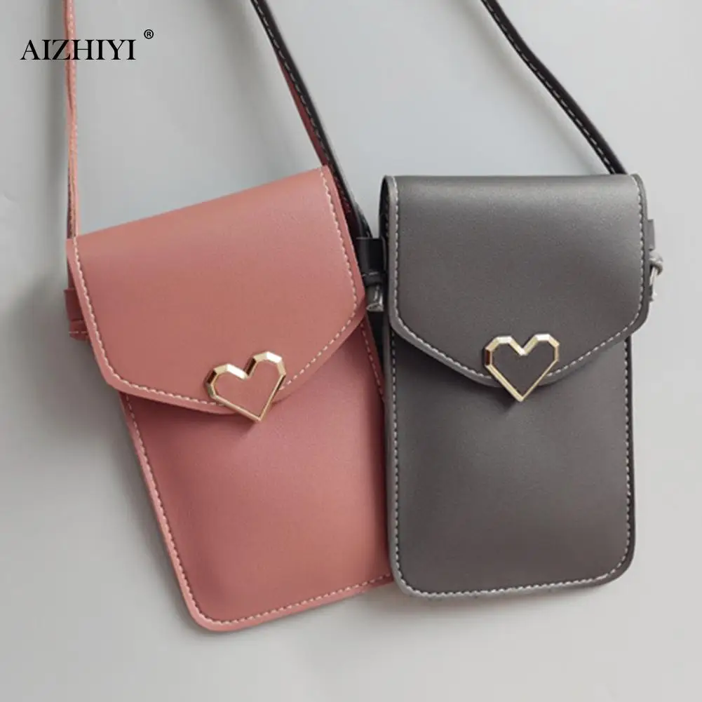 

PU Leather Mobile Phone Messenger Pouch Simple Shoulder Bag Women Small Handbags Youth Ladies Simple Versatile Bag