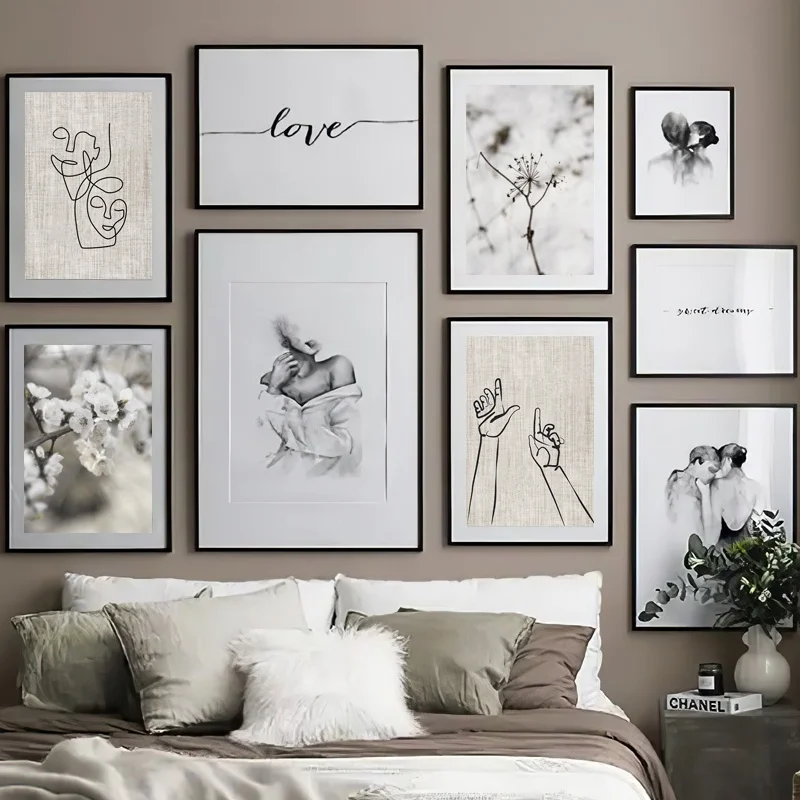 

Abstract Line Face Hand Watercolor Couple Wall Art Canvas Painting Nordic Posters And Prints Wall Pictures For Living Room Decor