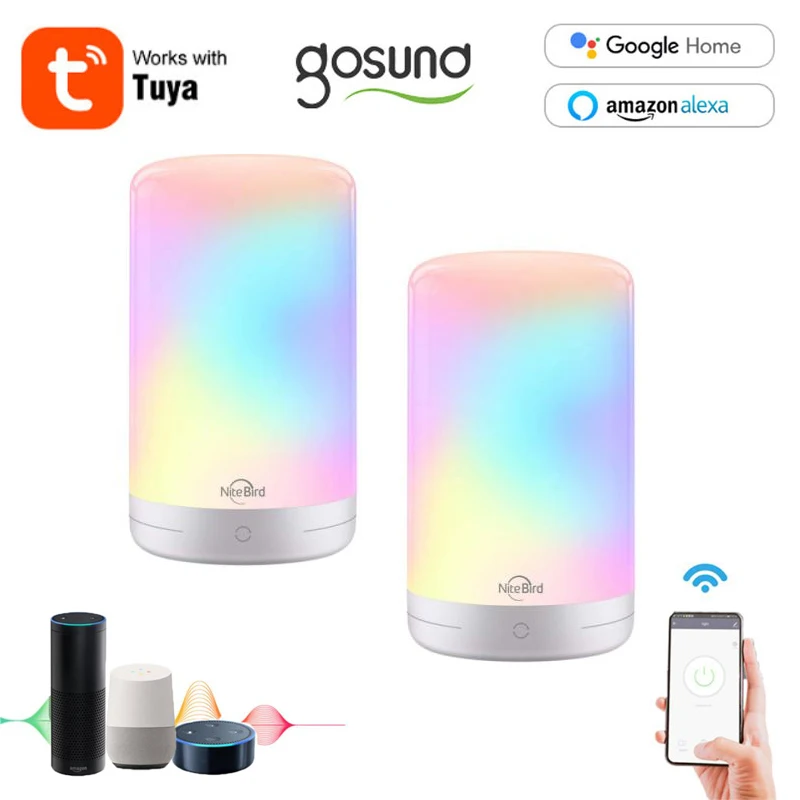 

Умная настольная лампа NiteBird с Wi-Fi, приглушаемый светильник с сенсорным датчиком, работает с Alexa Google Home, 10 Вт