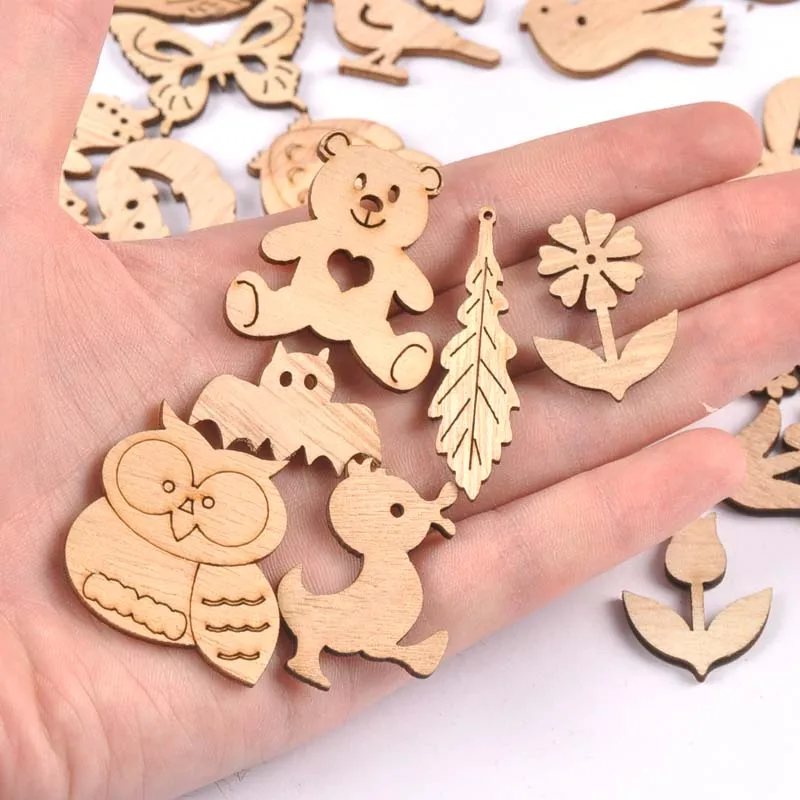 25 шт. Винтажные Цветы/Совы/Листья DIY деревянные орнаменты для скрапбукинга
