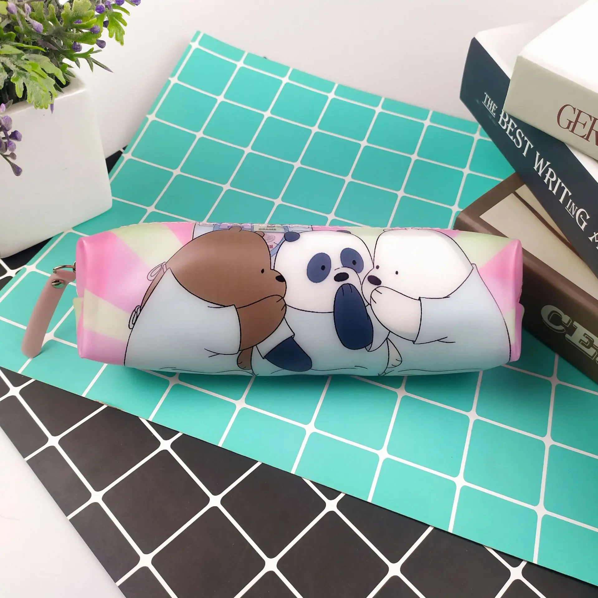 1 шт. Новинка Kawaii голый медведь Холст Большая вместительная сумочка для ручек и карандашей чехол канцелярские принадлежности органайзер для хранения школьные принадлежности канцелярские принадлежности - Цвет: gel18.5x4.5x5cm