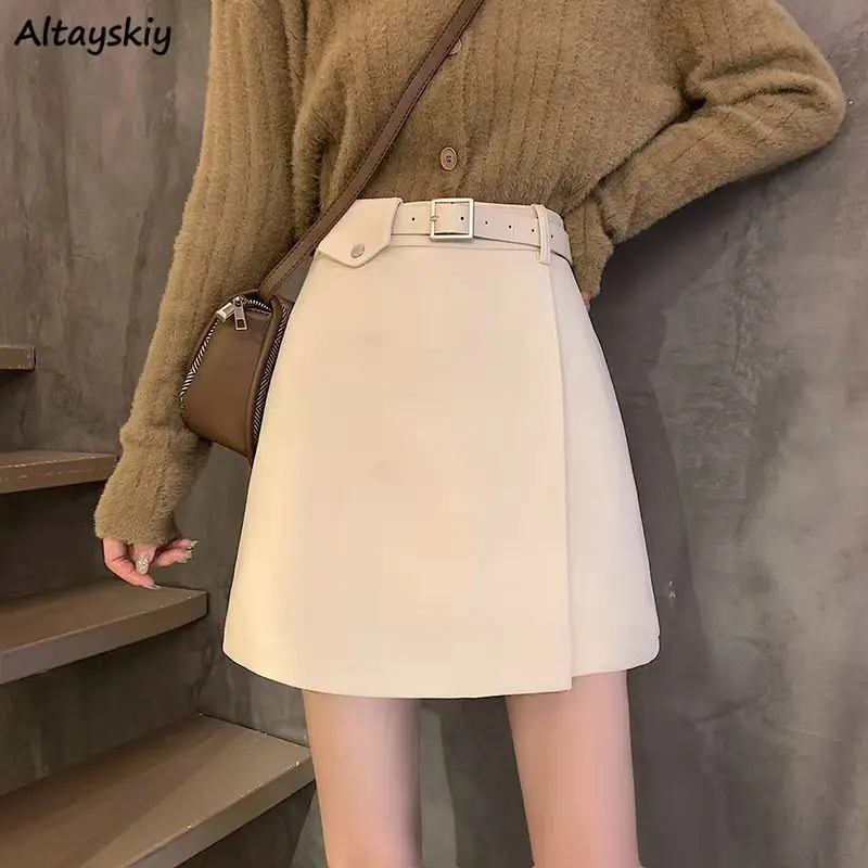 

Design Mini Skirts Women Asymmetrical Cool Girls Solid Streetwear Basic Harajuku Vintage Slim Elegant Stylish Exquisite Trendy