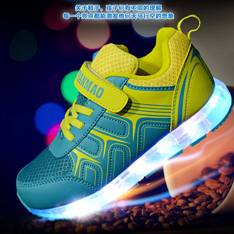 Детская спортивная обувь светодиодная модная светящаяся для мужчин и женщин