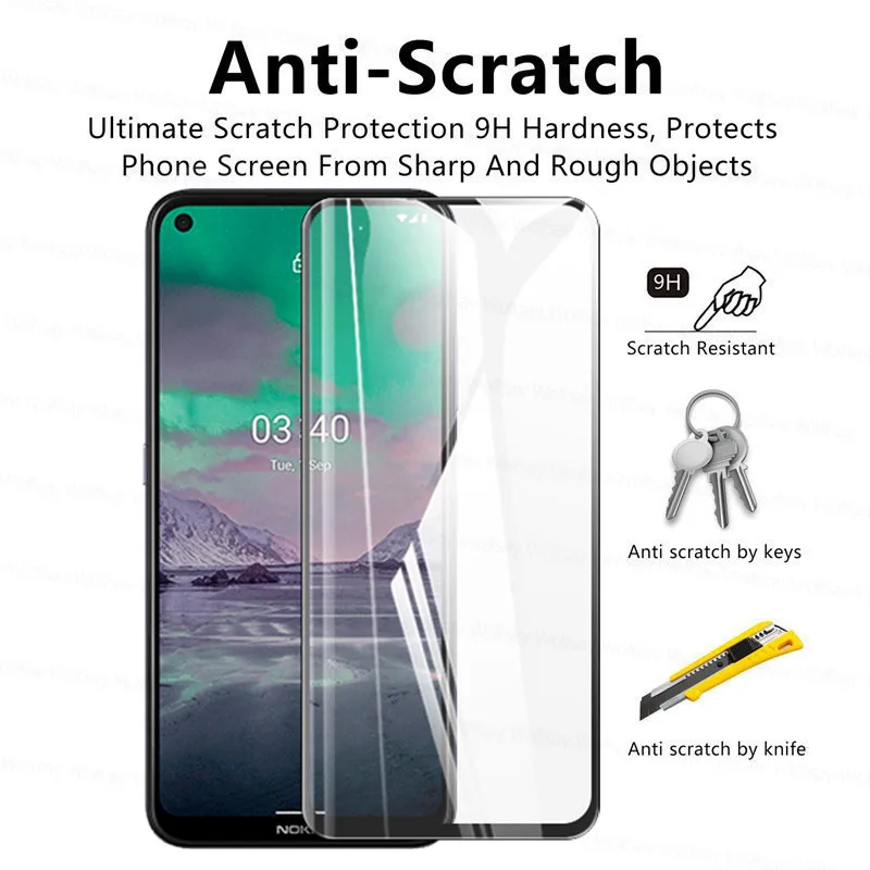 Vidrio templado para Nokia 3,4 de cristal para Nokia 3,4, 5,4, 8,3, 5,3, 7,2, 6,2 de la cubierta completa Protector de pantalla para Nokia 3,4 de cine de la lente-2
