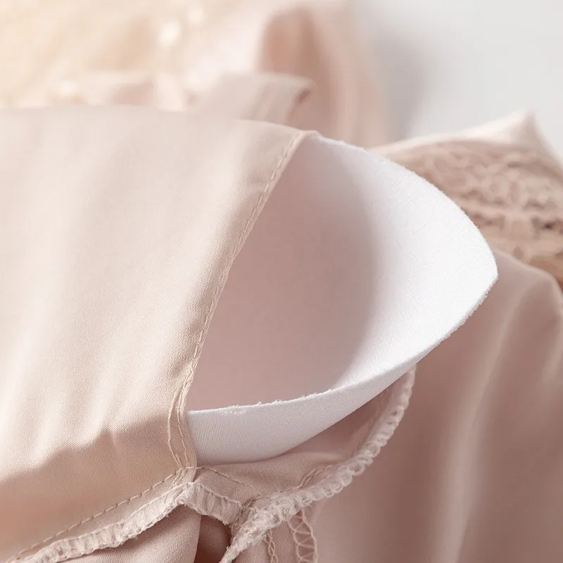 Сексуальная Женская атласная ночная рубашка с кружевом мягкое платье для сна