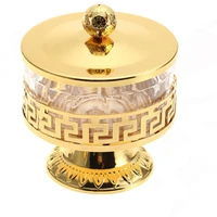 high quality unique european style shiny gold finish metal acrylic saltsugarteacoffee jars tableware dinnerware