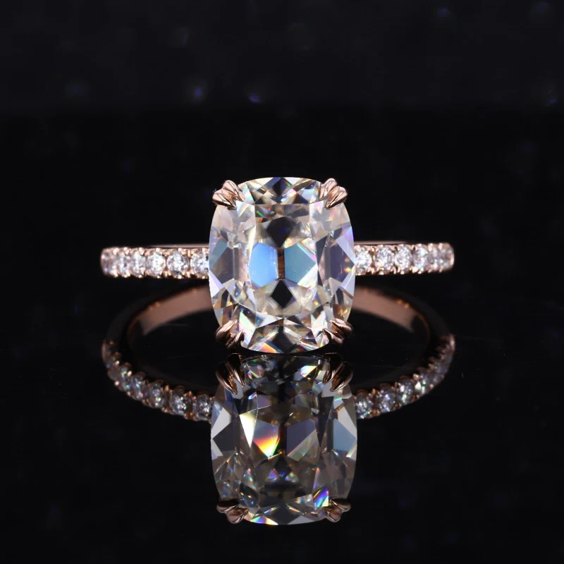 Удлиненная форма муассанит розовое золото 10 карат свадебное кольцо вечности с