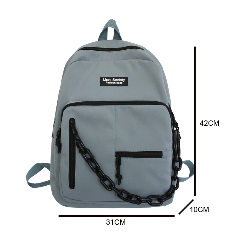 

New Solid Color Hip-Hop Women Backpack Female Nylon Large Capacity Travel Bag College Students Schoolbag For Teenage Girls Boys