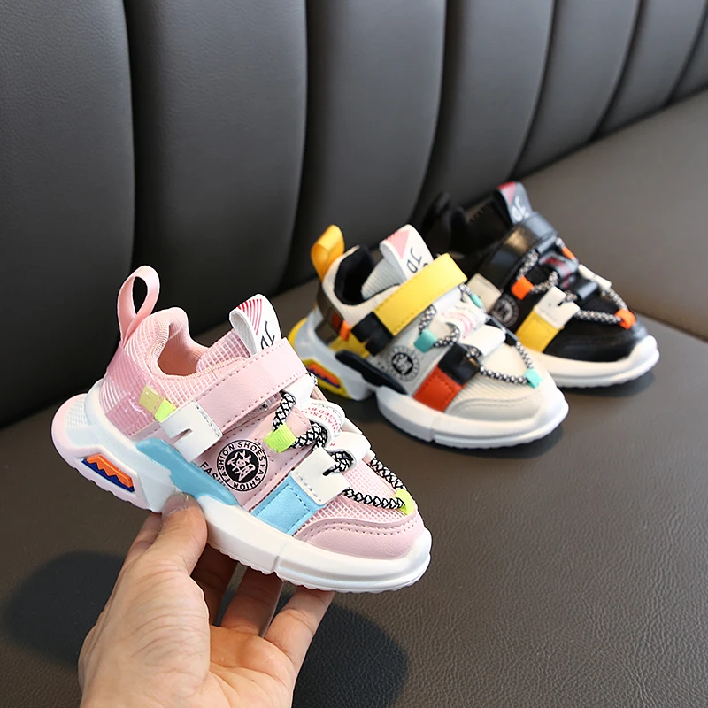 Детские модные кроссовки смешанных цветов 3 цвета дышащая Спортивная обувь для