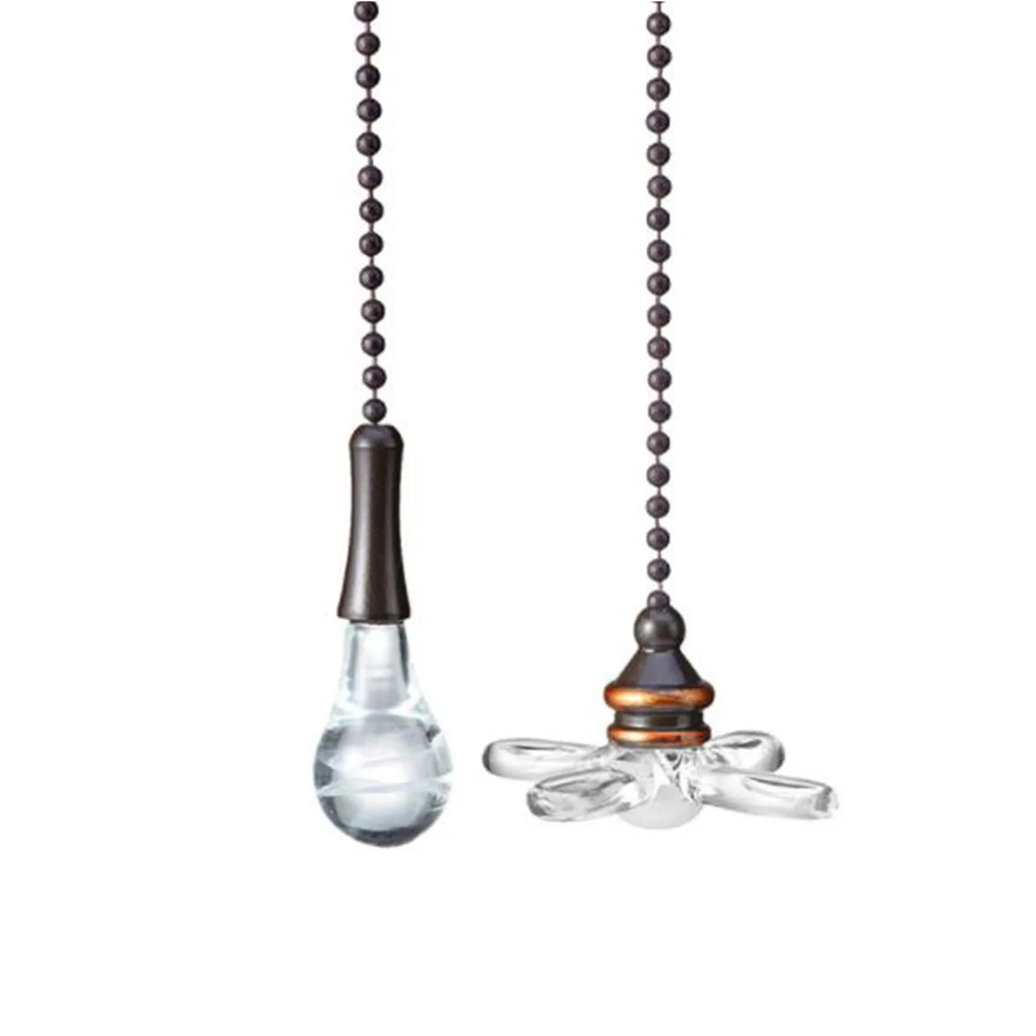 

Ceiling Fan Pull Chain Set Metal Fan and Glass Bulb Design Pendant with 6 Inches 3 Mm Diameter Copper Beaded Ball Extension