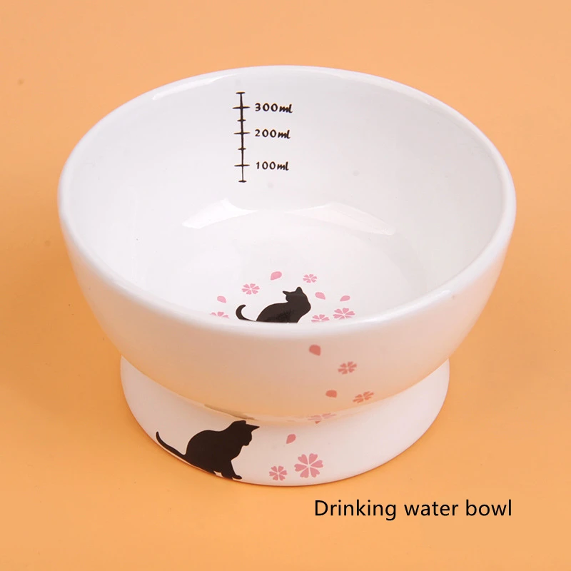 water Милая миска-кормушка для домашних животных, мультяшная форма, Высокая ножка, один рот, нескользящая керамическая миска для собак, кошек, еды и питья, собачий контейнер для еды - Цвет: water