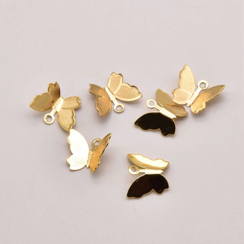 

20Pcs/Lot 12mm 18K Brass Gold Plated Butterfly Shape Pendant Earring Findings Wholesale Jewelry Lots Accessories JA0132