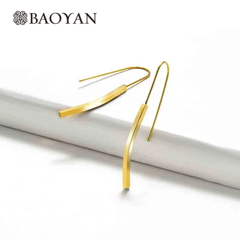 Женские серьги подвески Baoyan Простые Модные золотистые/Серебристые из