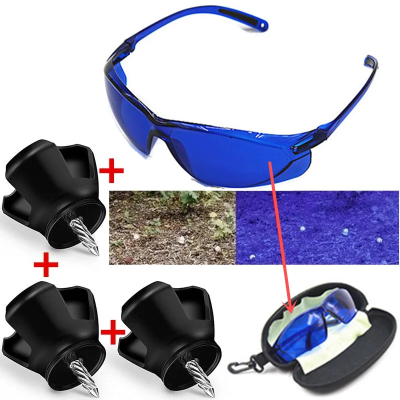 

golf finding glasses,Golf Ball Finder+3-Prong Golf Ball Retriever Grabber Pick Up,Back Saver Claw Put On Putter Grip