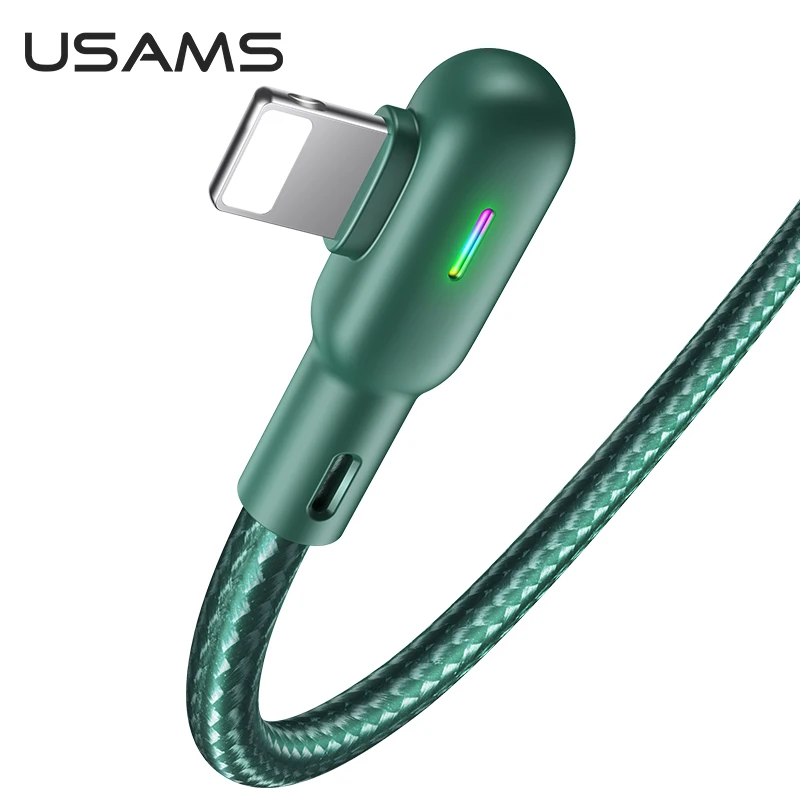 USAMS 90 градусов Type C кабель для Samsung S20 Redmi Note 7 9s зарядный iPhone 11 Pro Max X Реверсивный Micro
