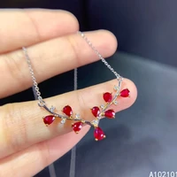kjjeaxcmy fine jewelry 925 sterling silver natural ruby girl lovely pendant necklace support test chinese style hot selling