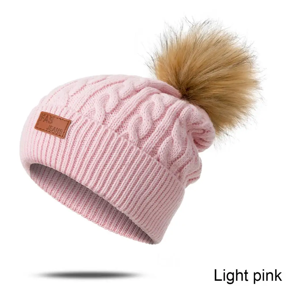 light pink Зимняя женская шапка для женщин, вязаная женская шапка, зимние шапки для девушек, женская шапка, шапка s шапка, женская шапка - Цвет: light pink