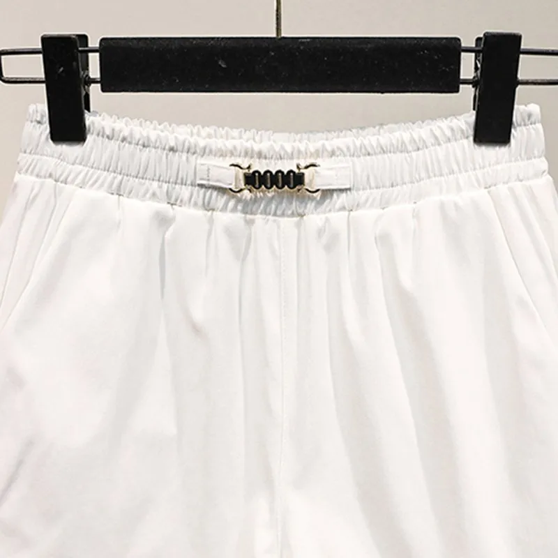 

Plus Size Women Summer Casual Shorts New 2021 Simple Style Elastic High Waist Loose Comfortable Female Short Hot Pants W233