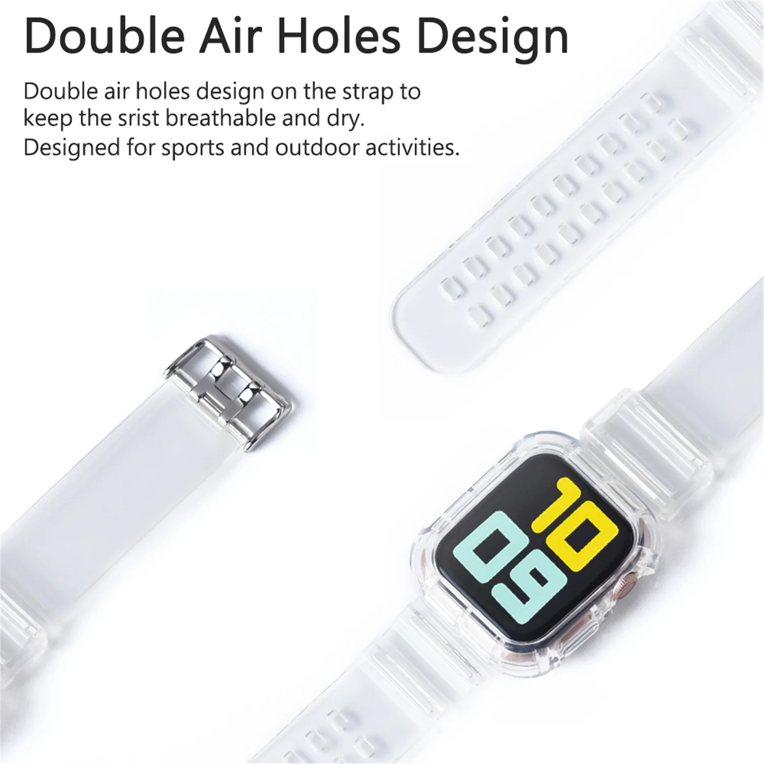 Sport Clear Band + Case for Apple Watch 8 7 6 SE 5 4 3 Transparent silicone Strap for iwatch Strap 40mm 44mm 42MM 41MM 45MM 49MM