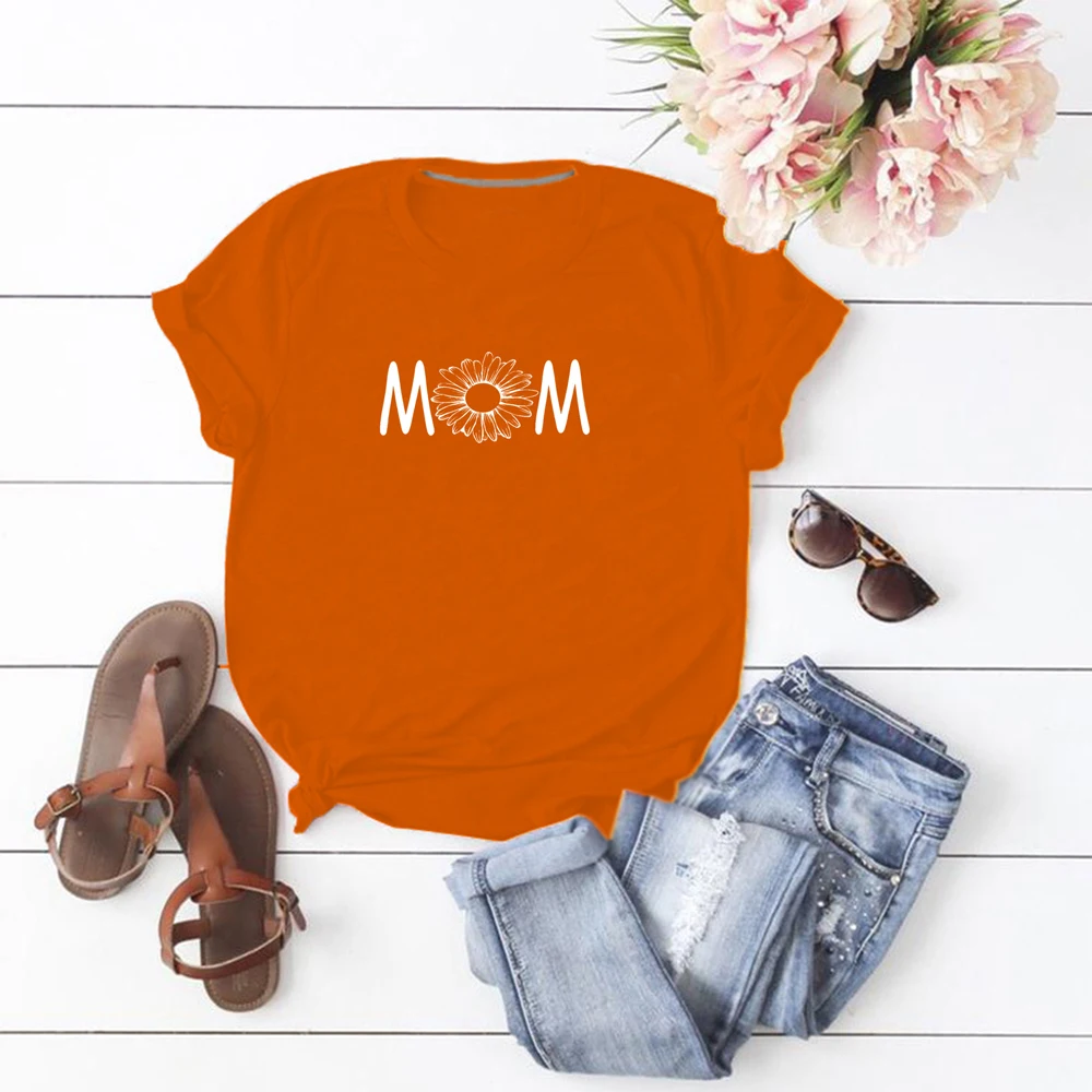 

LH20083 Summer Personality Trend Eco-Friendly Creative MOM Letter Printed All-Match Short Sleeve Round Neck T-shirt For Woman