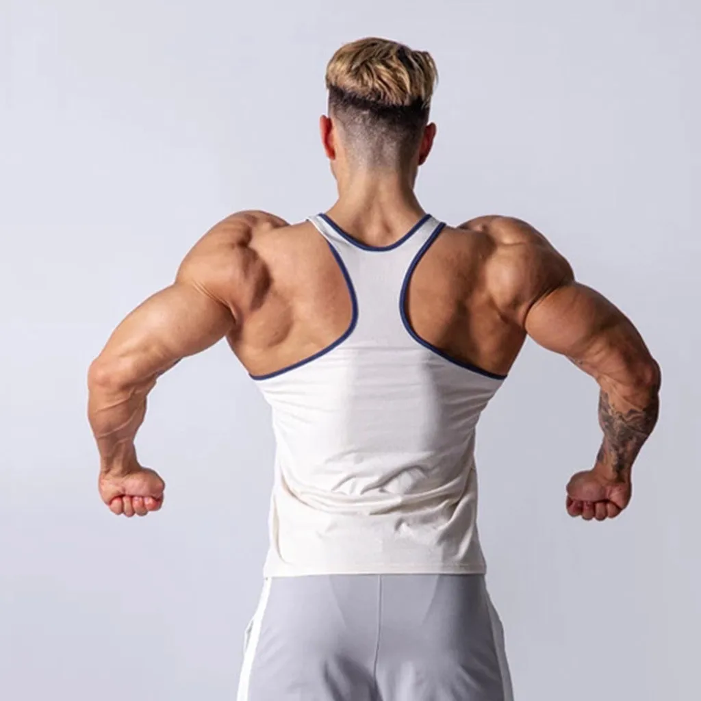 

Womail Tank Top gym clothing tank top men summer Men's New Style Tight Solid-Colored Pitted Vest Fashion Comfortable Blouse Top