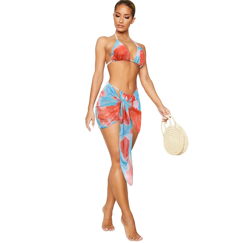 

2021 new swimwear sexy split swimsuit women bikini three-piece swimsuit