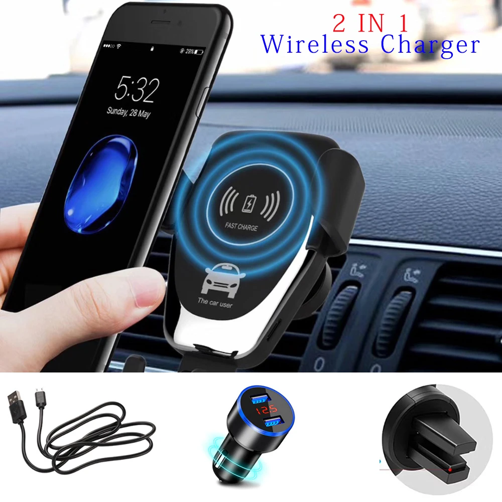 

QI Wireless Car Charger 10W Mobile Phone Fast Charger Car Bracket Wireless Charger Phone Holder For iPhone XS XR For Samsung S9