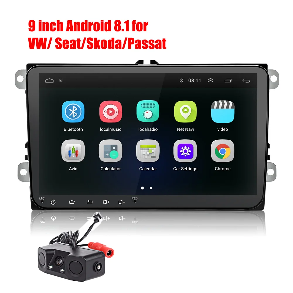 with pz451 Двойной 2Din Автомагнитола Android 8 gps 9 ''авто для Golf Polo Passat Beetle Touran SKODA SEAT Wifi bleutooth 2din Автомагнитола - Цвет: with pz451