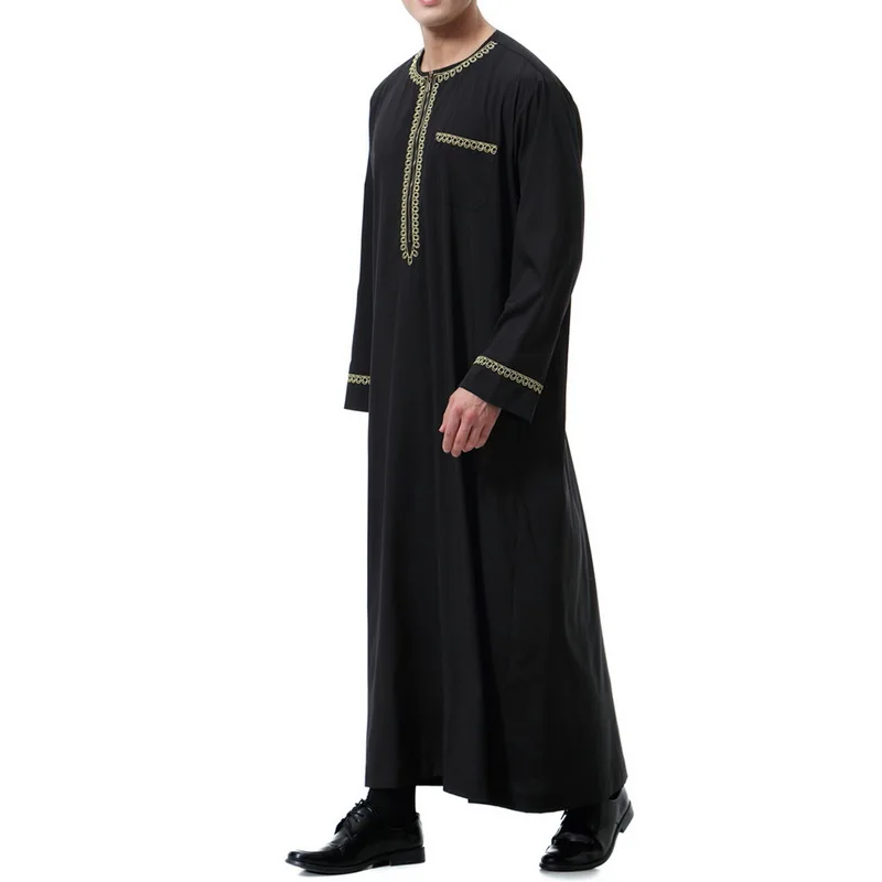 Новое поступление, солидное мужское мусульманское Макси-платье Saudi thebe, мусульманское платье abaya jilbaba, Дубай, для любого случая, осеннее платье jubba thebe